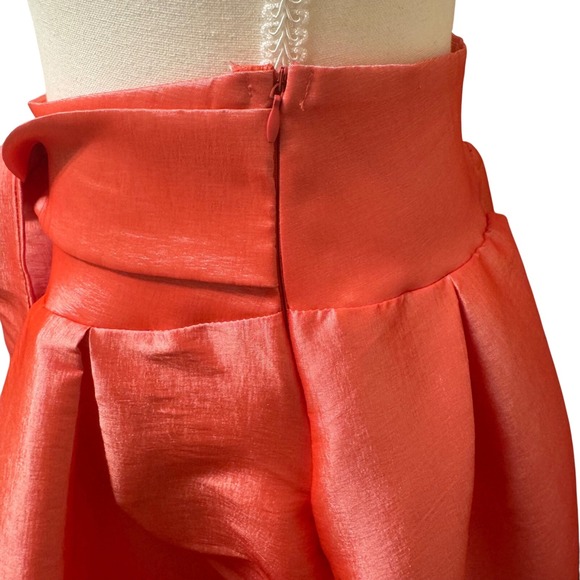 Touch Me Coral Pink High Low Skirt Pleated Tie Waist A-Line Formal Party Sz M - Picture 5 of 10